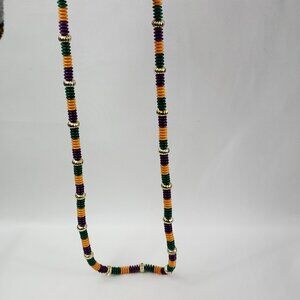Mardi Gras Colored Beaded Necklace Purple/Gold/Green/Yellow